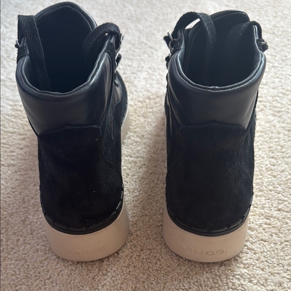 Vince Black Lace Up Boots with Suede Texture - Picture 2 of 10